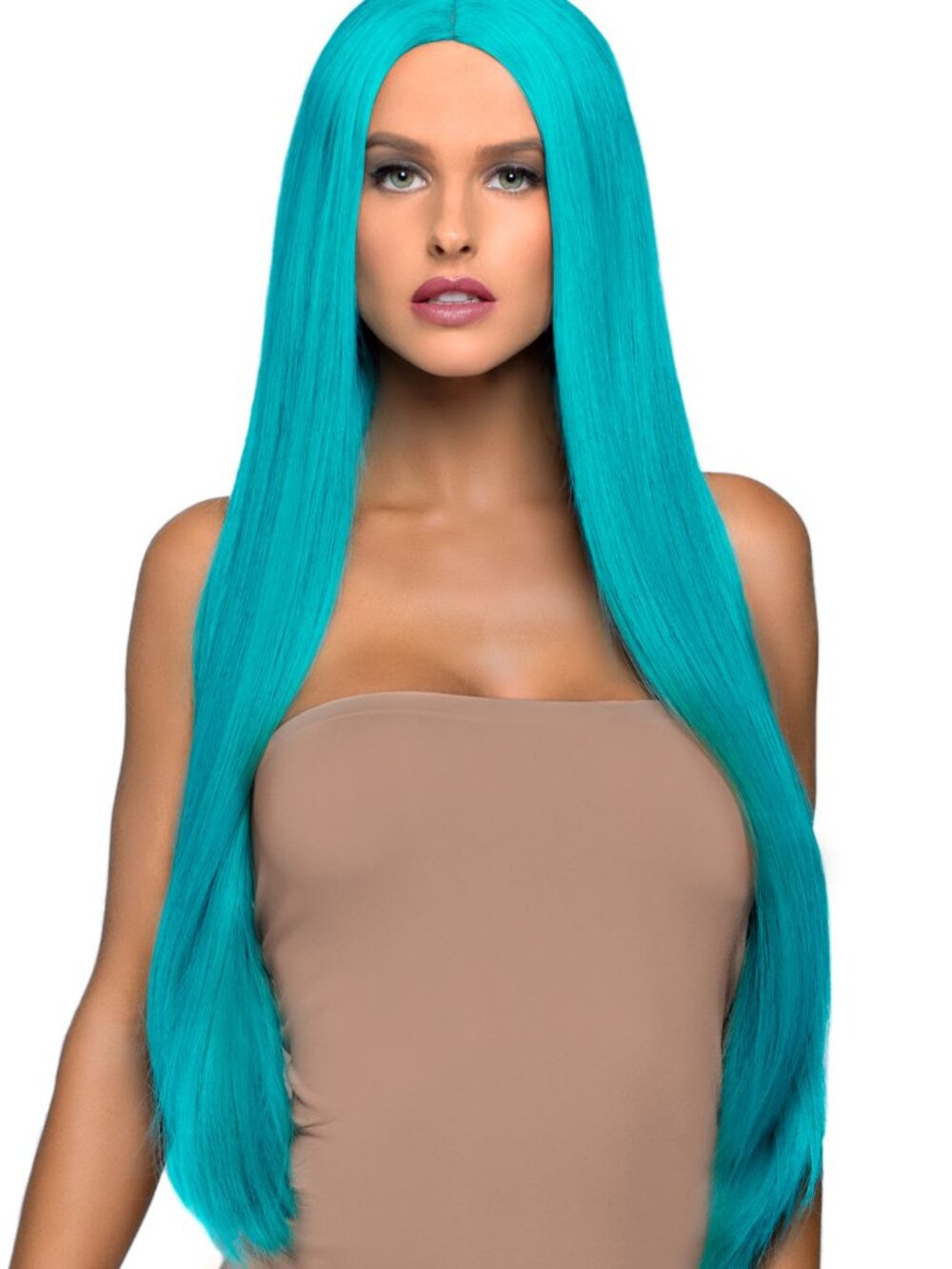 33 Inch Long Straight Center Part Wig - Turquoise Leg Avenue
